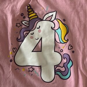 Toddler Girl 4 years old Pink Unicorn T-Shirt